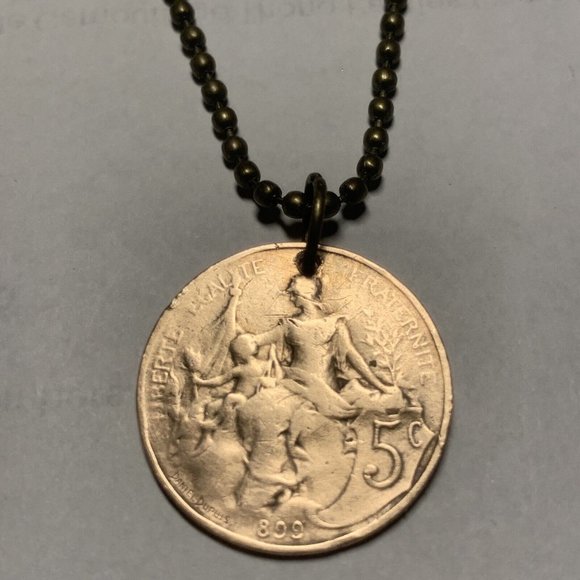 HistoryWear® Other - 1899 France French Coin Pendant. Antique Real Circulated Coin.